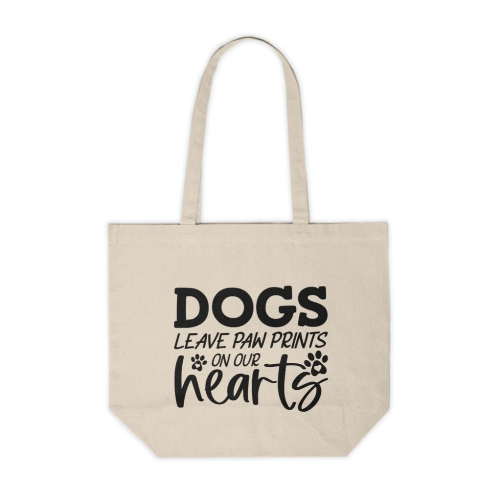 Dogs Leave Paw Prints On Our Hearts Custom Canvas Tote Bag